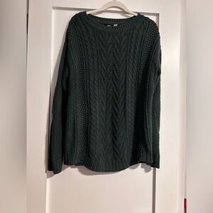 BDG Oversized Dark Green Cable Knit Sweater